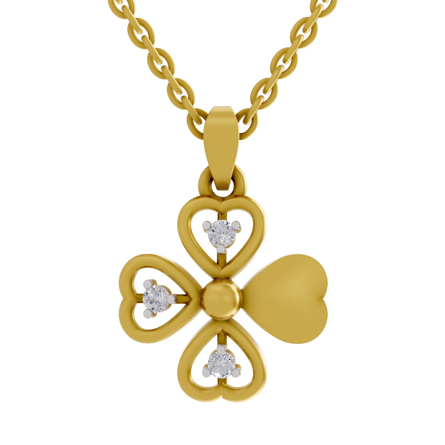 0.08 Round Shape | 925 Sterling Silver Gold Plated Floral Pendant