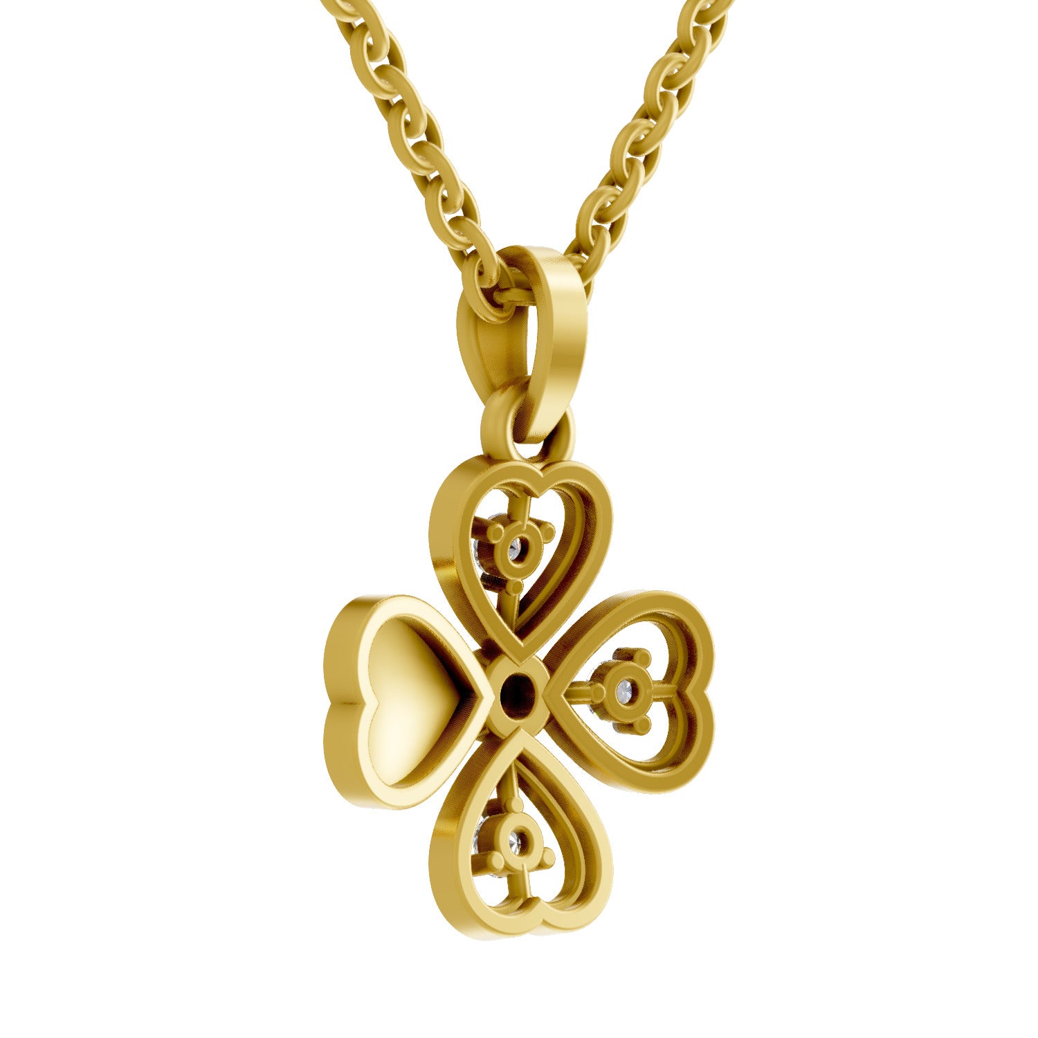 0.08 Round Shape | 925 Sterling Silver Gold Plated Floral Pendant