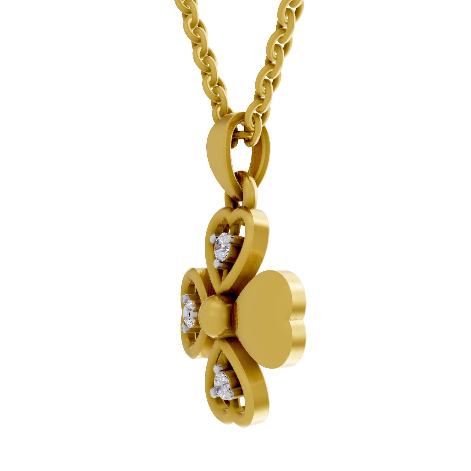 0.08 Round Shape | 925 Sterling Silver Gold Plated Floral Pendant