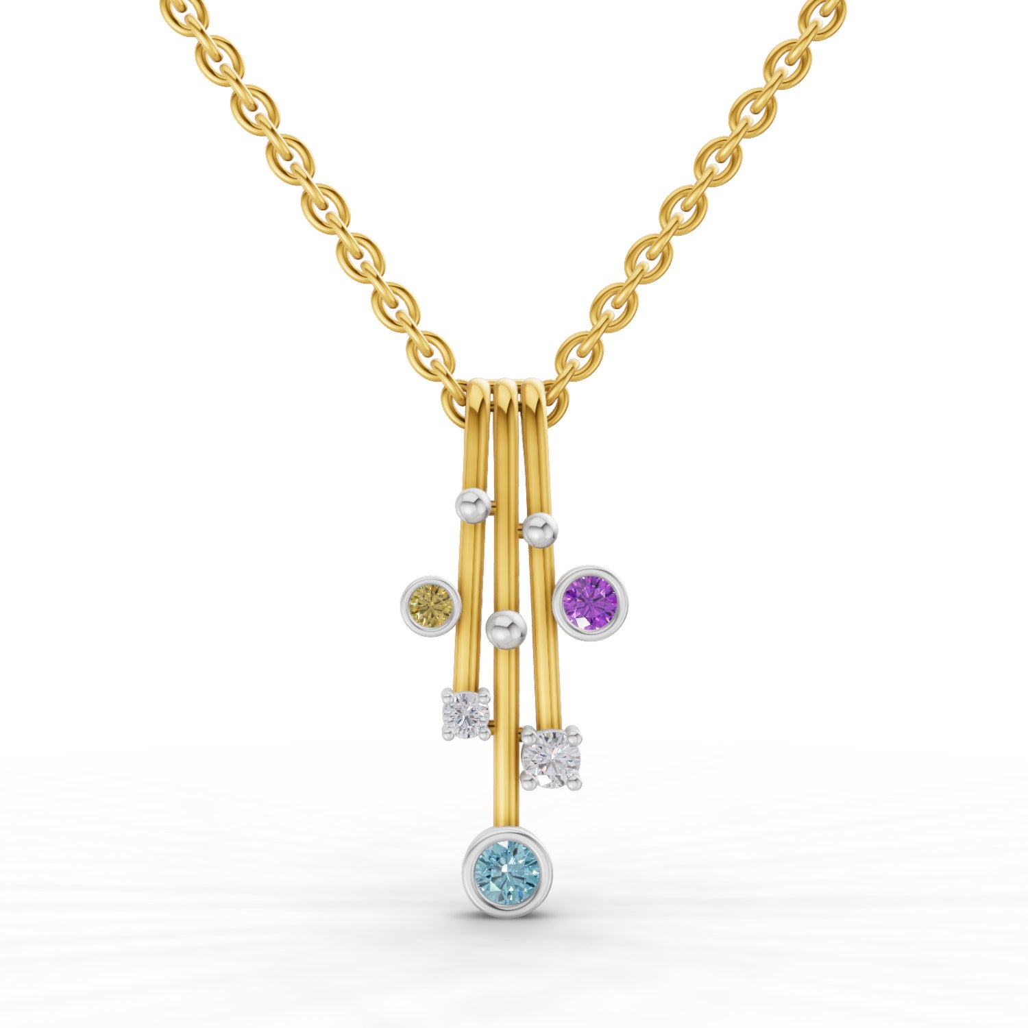 0.1 Round Shape | 925 Sterling Silver Gold Plated Fancy Pendant