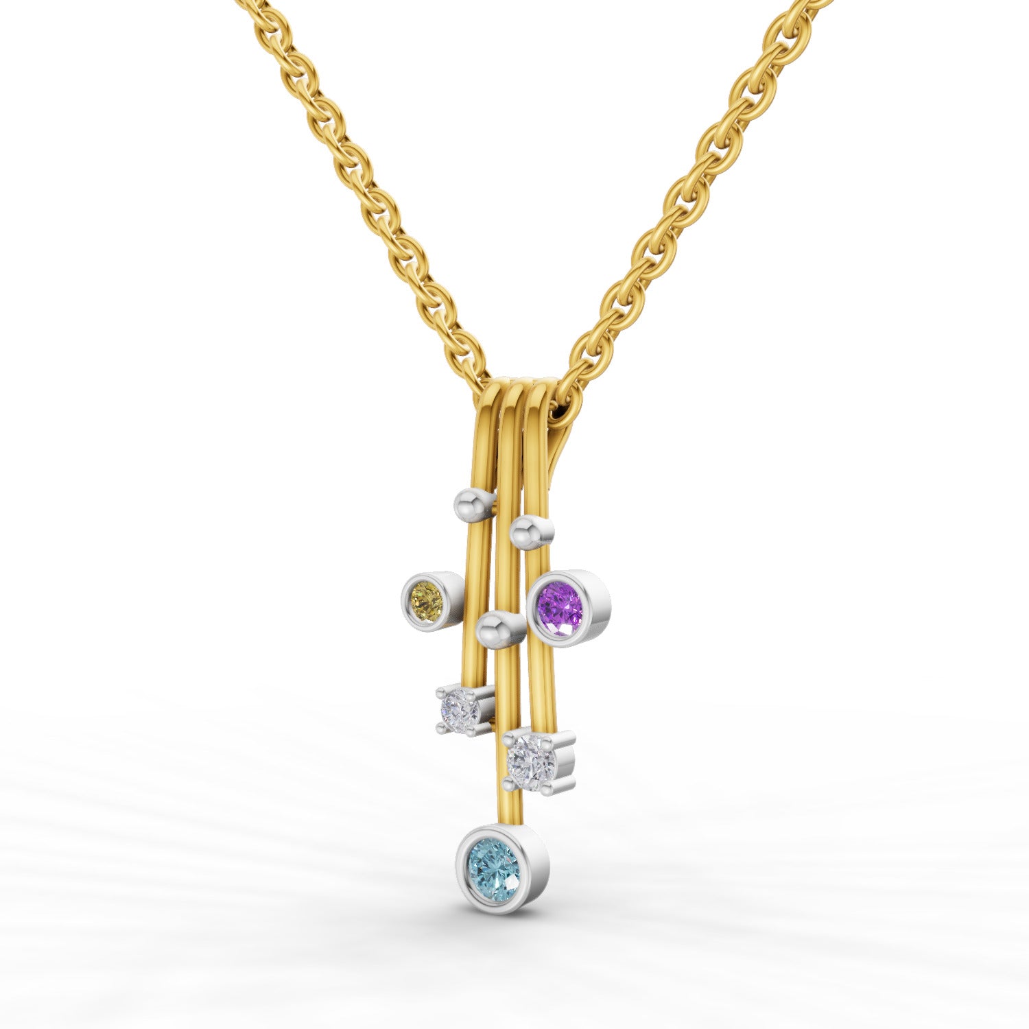 0.1 Round Shape | 925 Sterling Silver Gold Plated Fancy Pendant