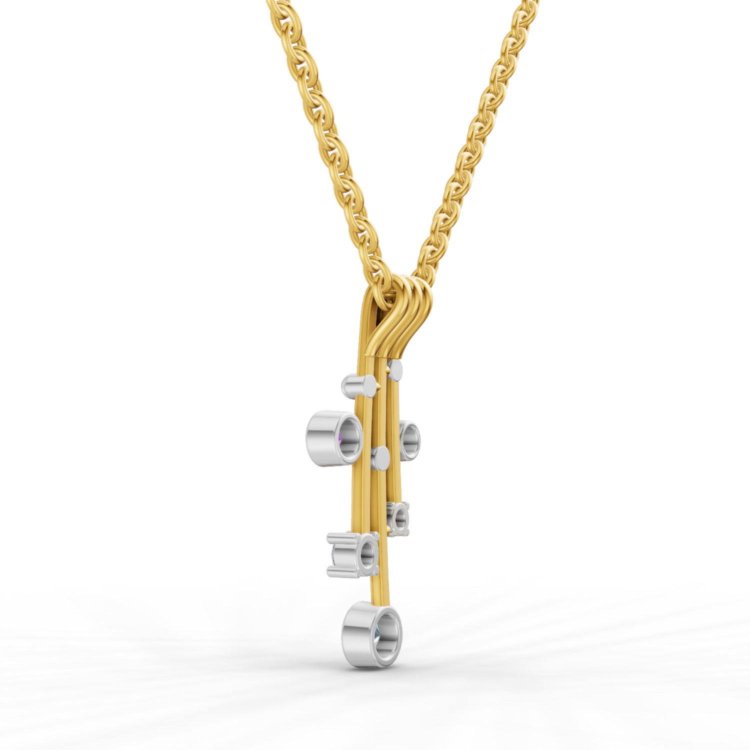 0.1 Round Shape | 925 Sterling Silver Gold Plated Fancy Pendant