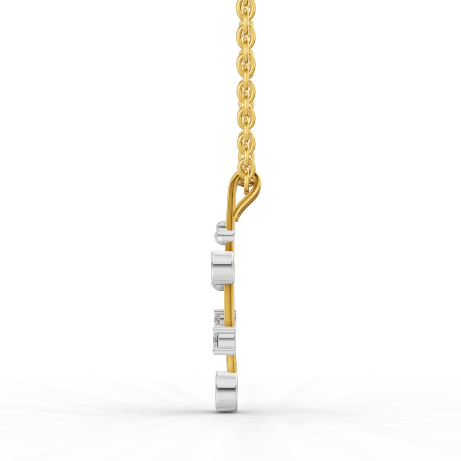 0.1 Round Shape | 925 Sterling Silver Gold Plated Fancy Pendant