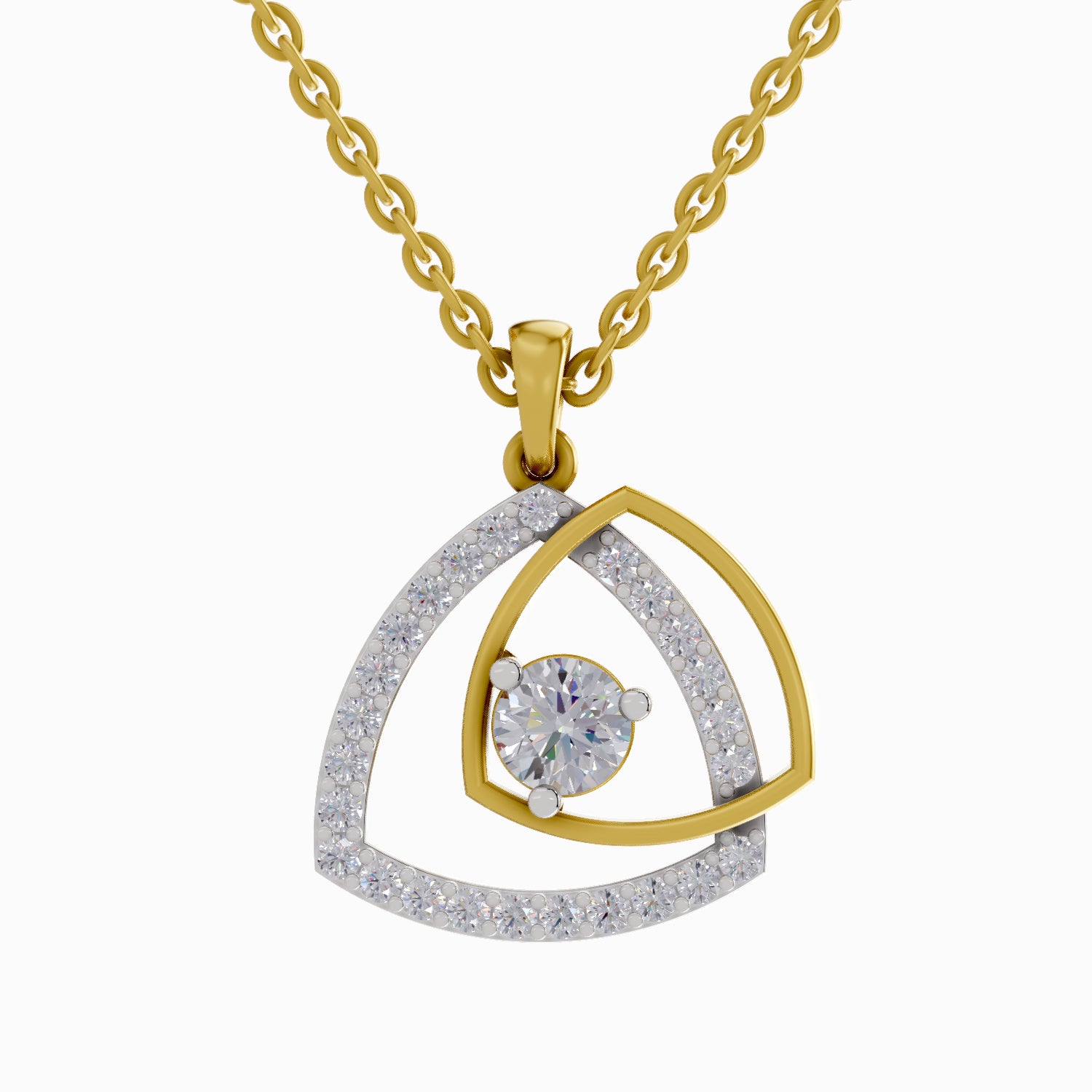 0.9 Carat| 925 Sterling Silver Gold Plated Fashion Pendant Necklace