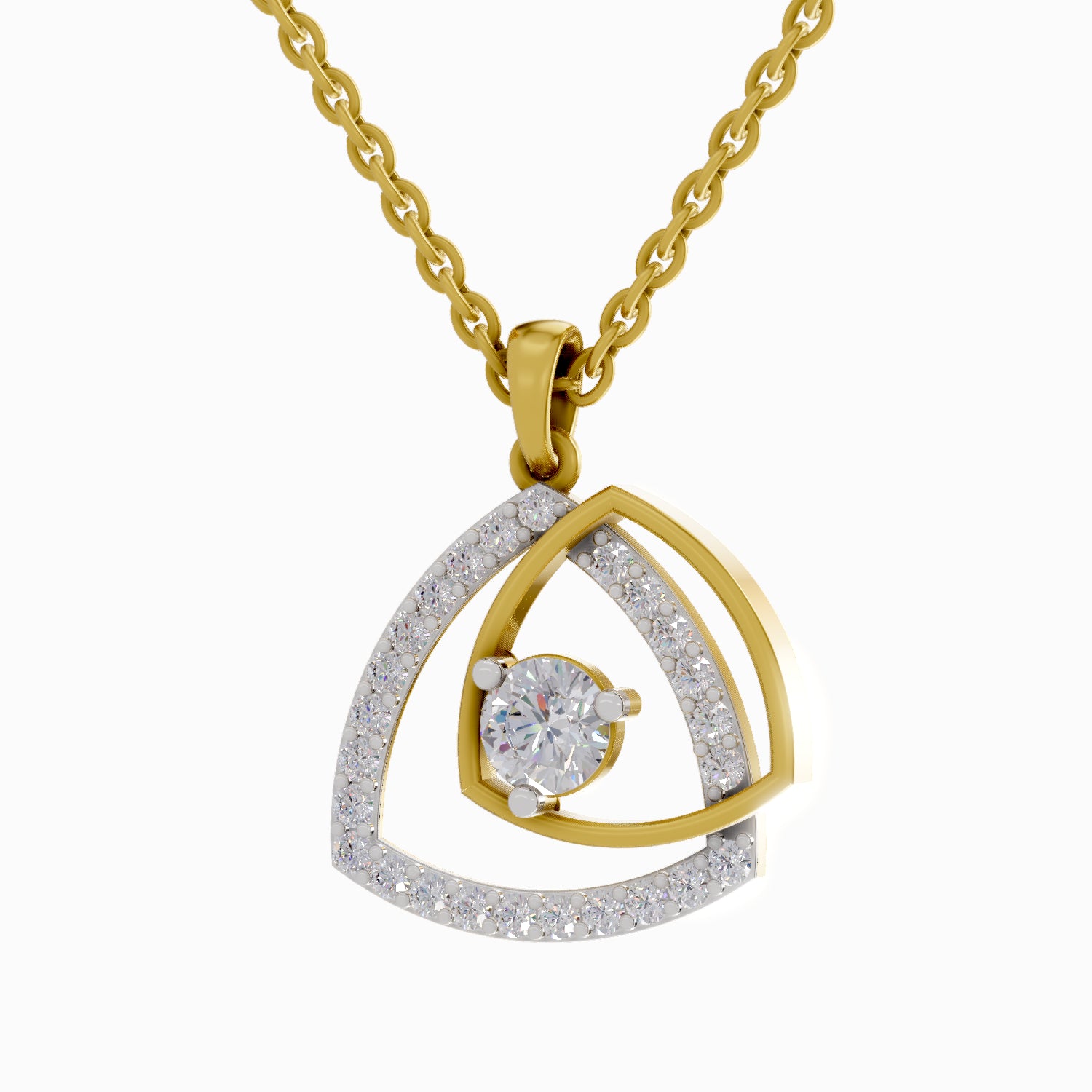 0.9 Carat| 925 Sterling Silver Gold Plated Fashion Pendant Necklace