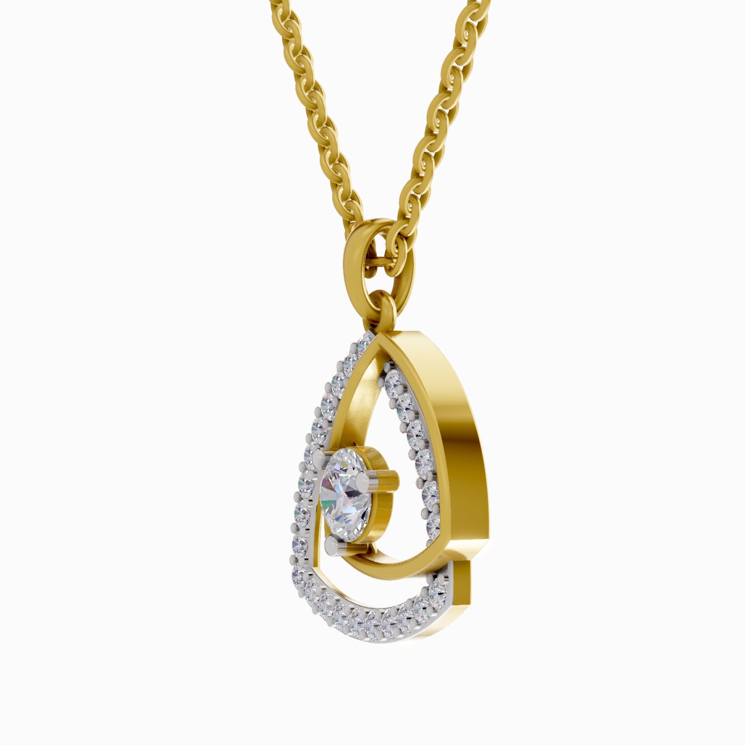 0.9 Carat| 925 Sterling Silver Gold Plated Fashion Pendant Necklace