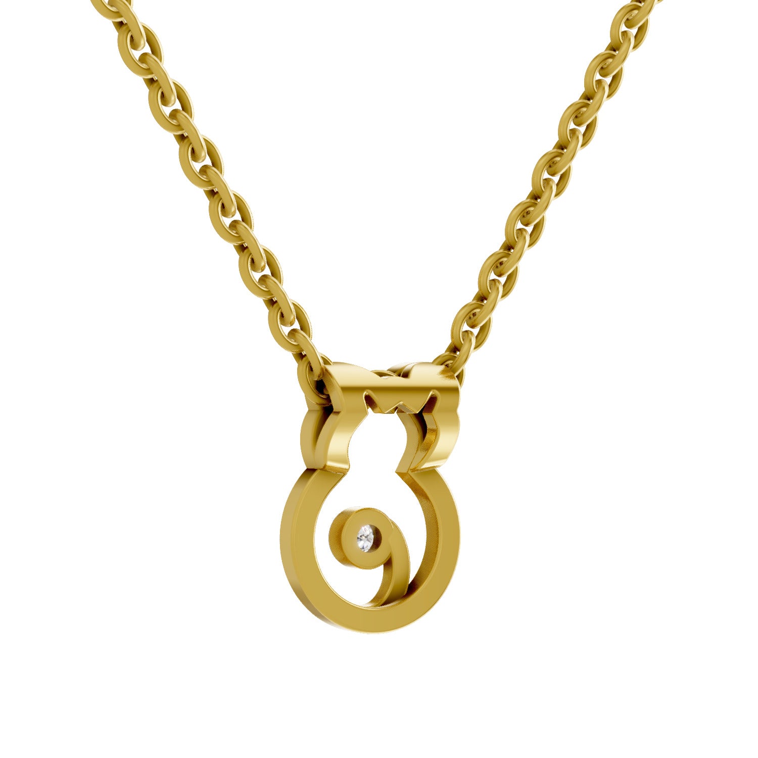 0.02 Carat | 925 Sterling Silver Yellow Gold Plated Celestial Cat pendant