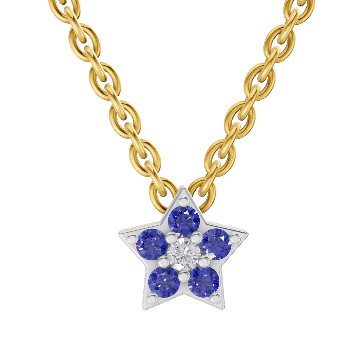 0.02 Carat| 925 Sterling Silver Gold Plated Star Pendant Necklace