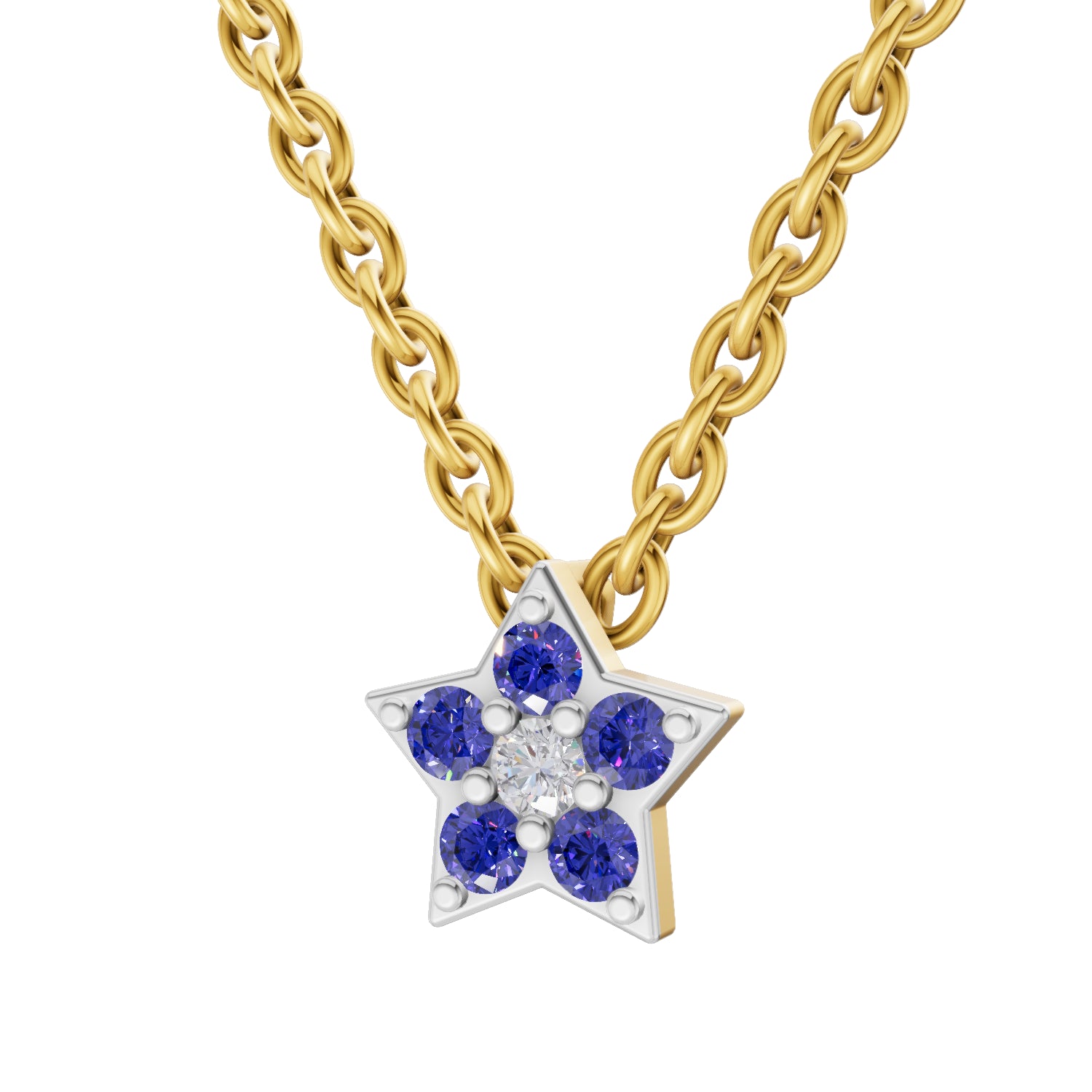 0.02 Carat| 925 Sterling Silver Gold Plated Star Pendant Necklace