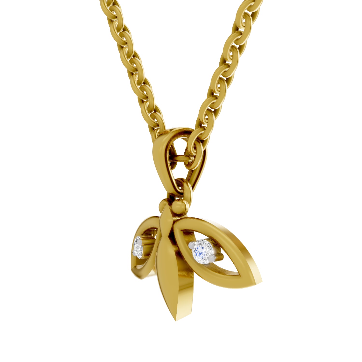 0.04 Carat| 925 Sterling Silver Gold Plated Bee Pendant Necklace