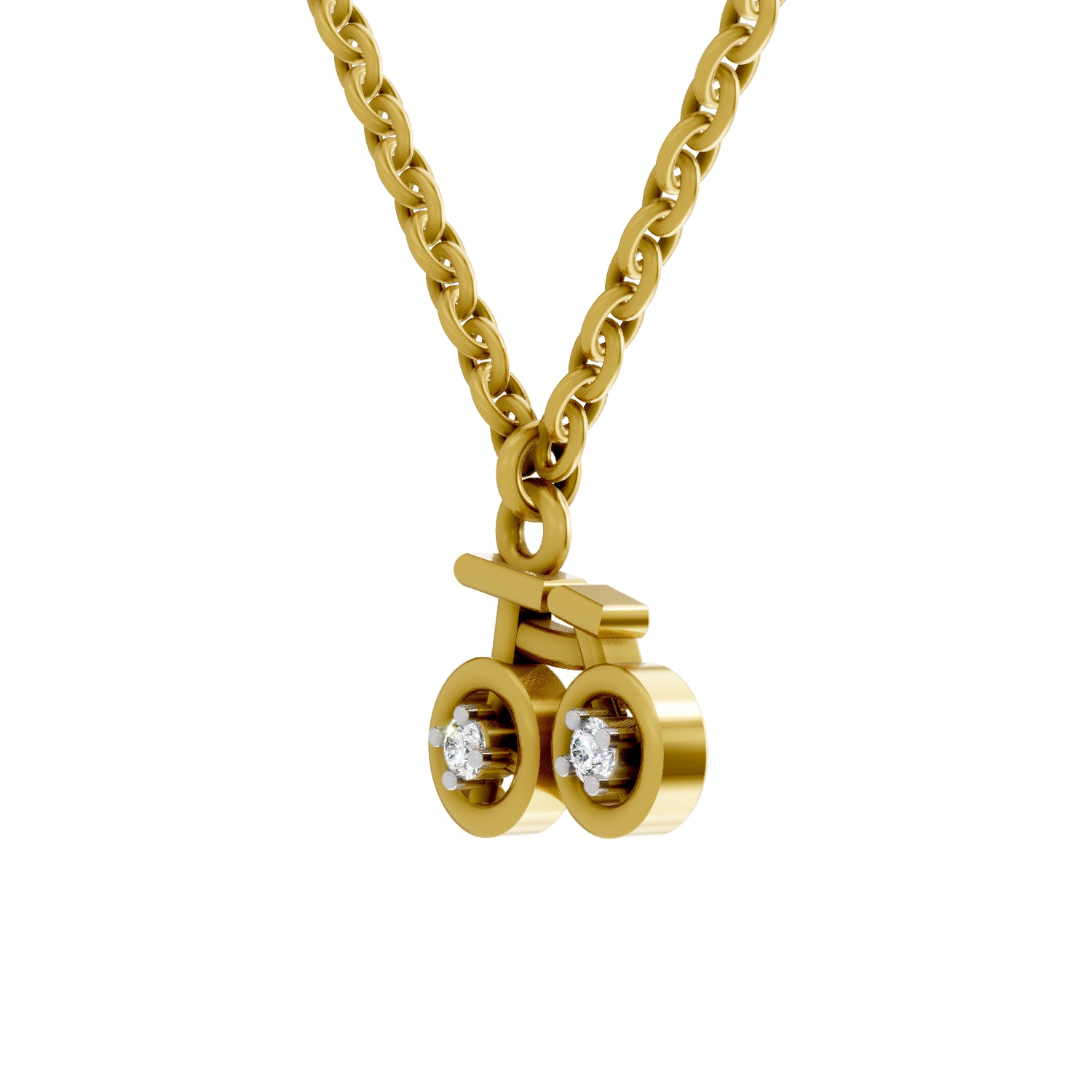 0.04 Carat| 925 Sterling Silver Gold Plated Cycle Pendant Necklace