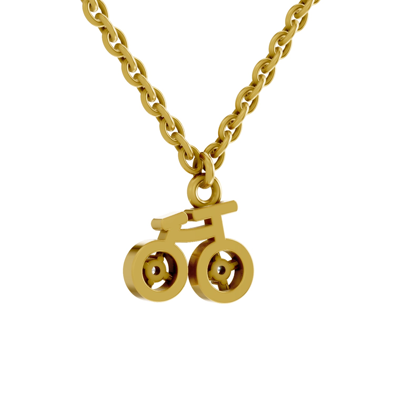 0.04 Carat| 925 Sterling Silver Gold Plated Cycle Pendant Necklace