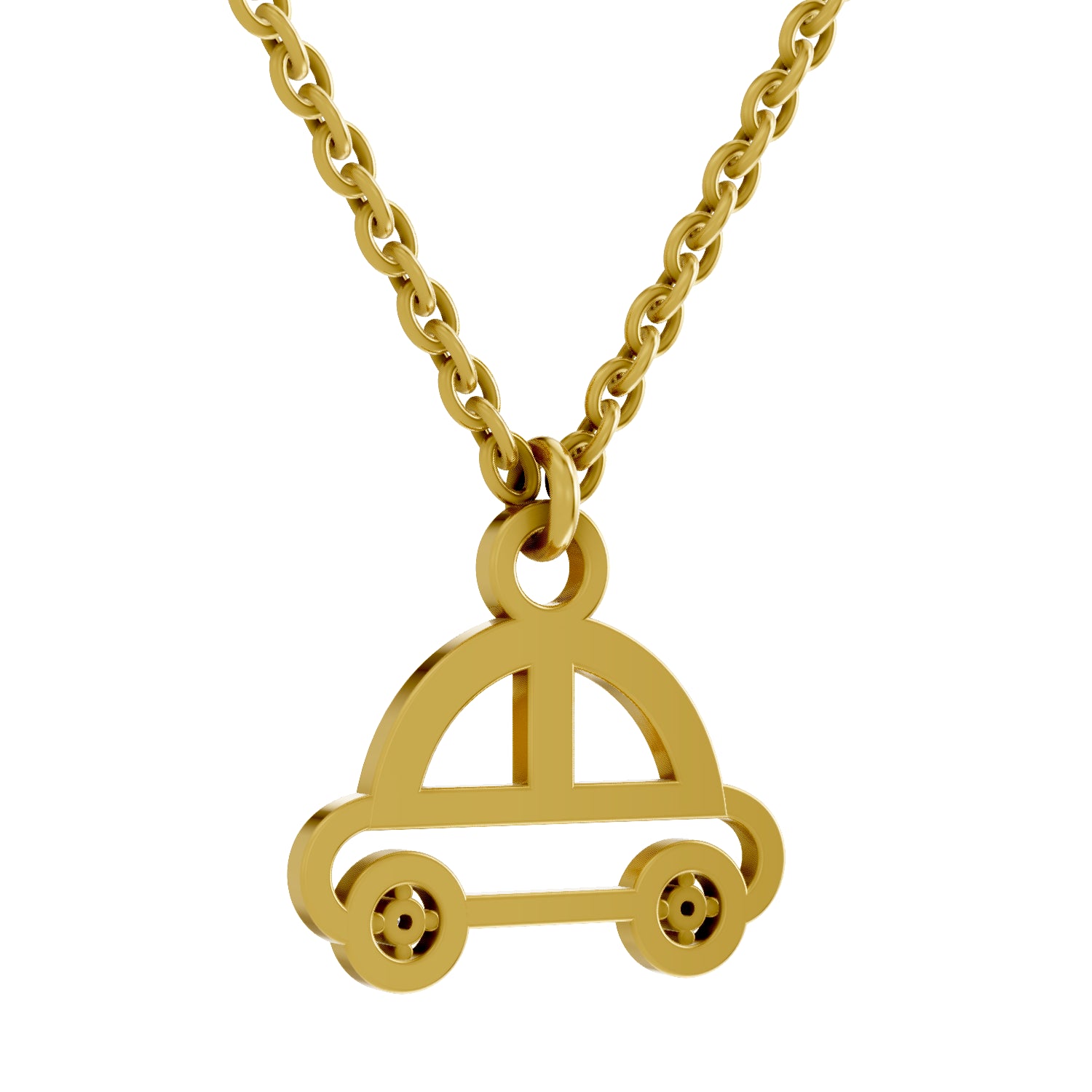 0.02 Carat| 925 Sterling Silver Gold Plated Car Pendant Necklace