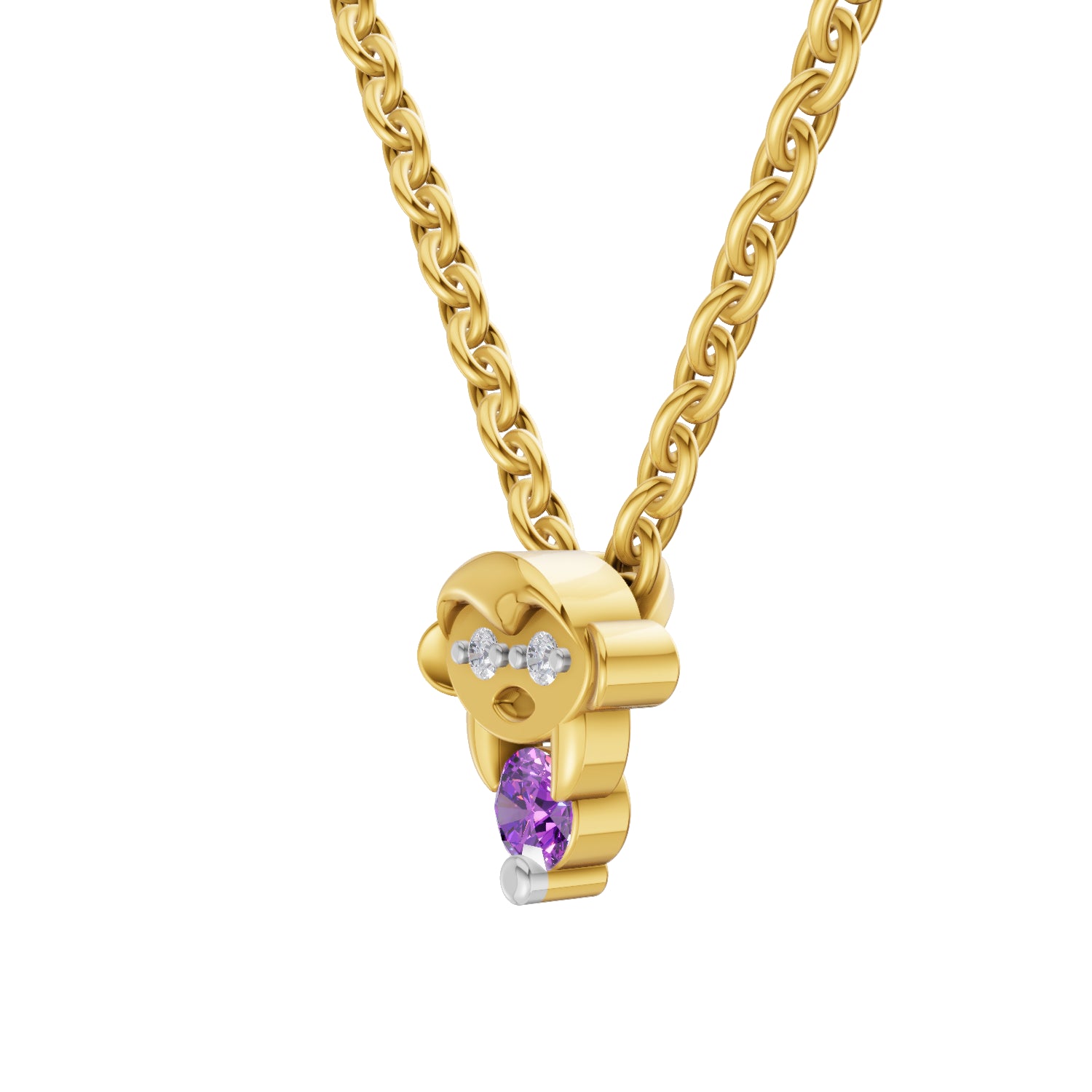 0.02 Carat| 925 Sterling Silver Gold Plated Twinkle Toes Monkey Pendant Necklace