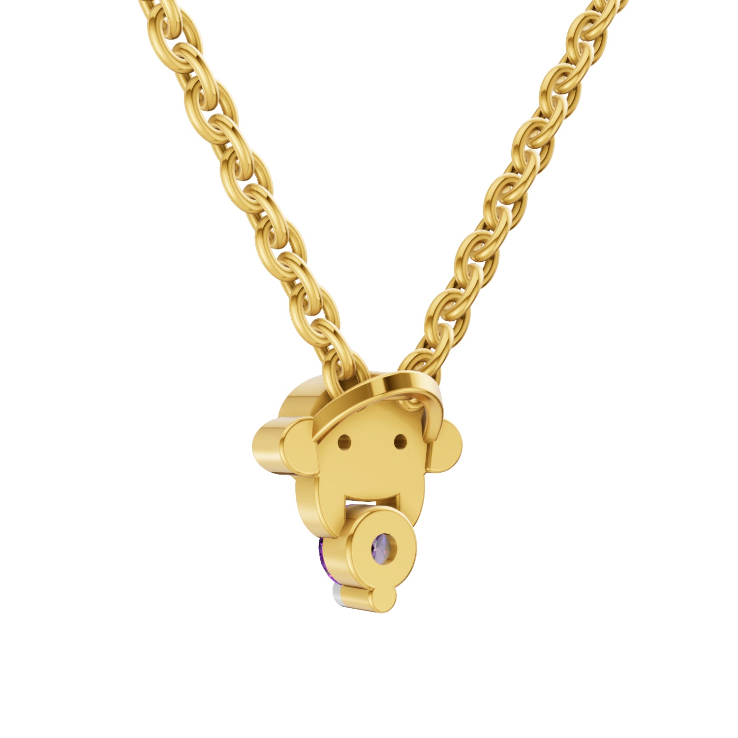0.02 Carat| 925 Sterling Silver Gold Plated Twinkle Toes Monkey Pendant Necklace