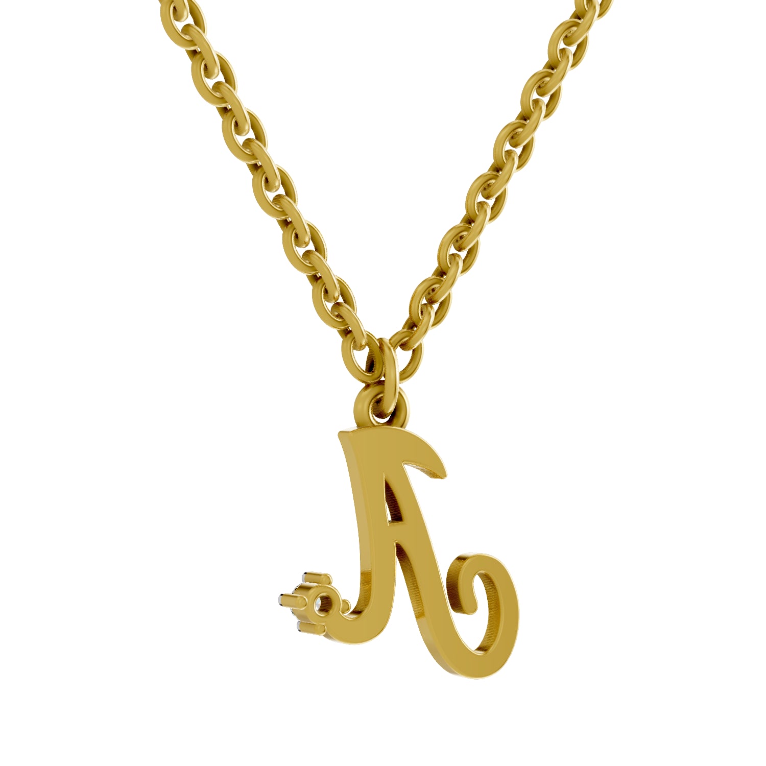 0.02 Carat| 925 Sterling Silver Gold Plated Initial A Pendant Necklace