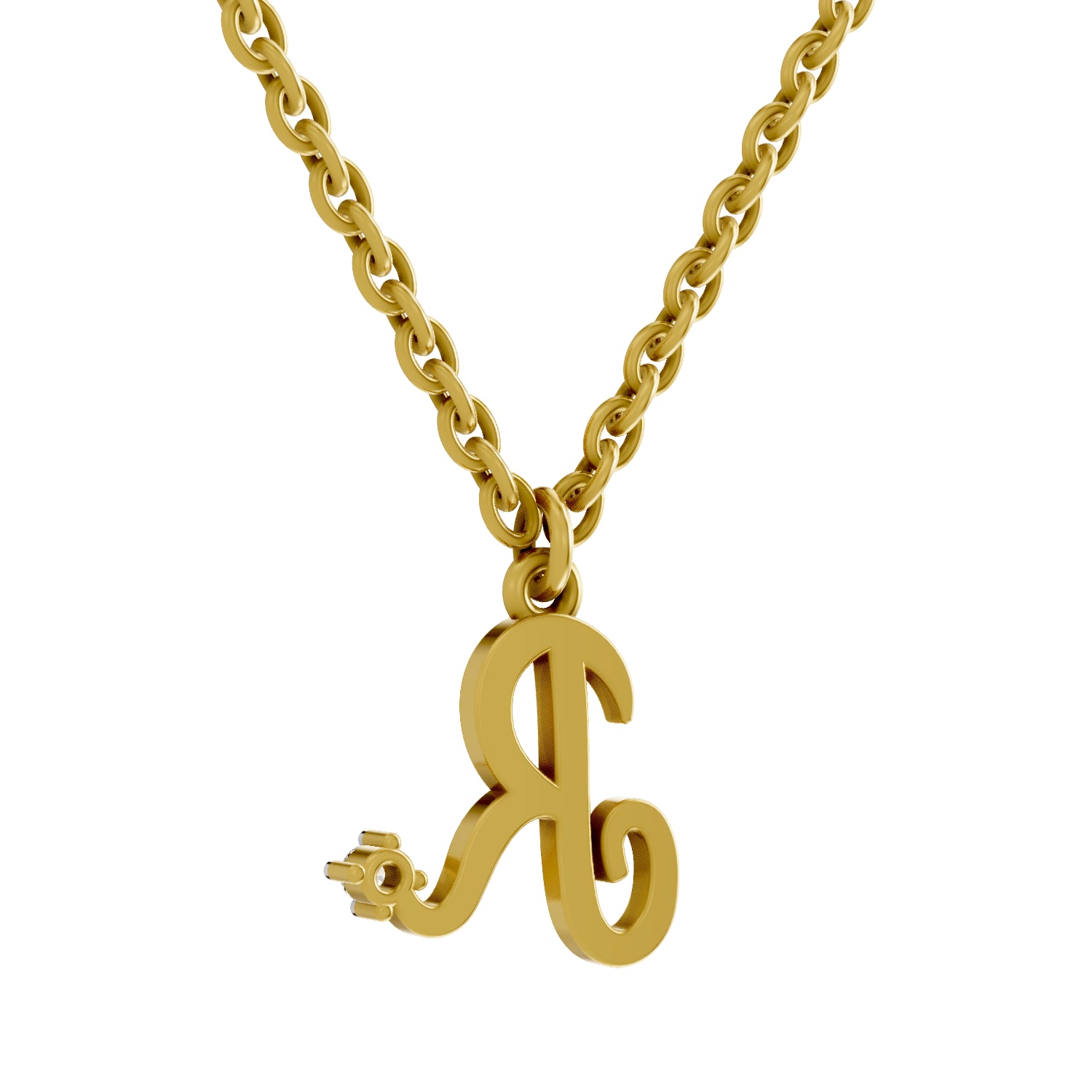0.02 Carat| 925 Sterling Silver Gold Plated Initial R Pendant Necklace