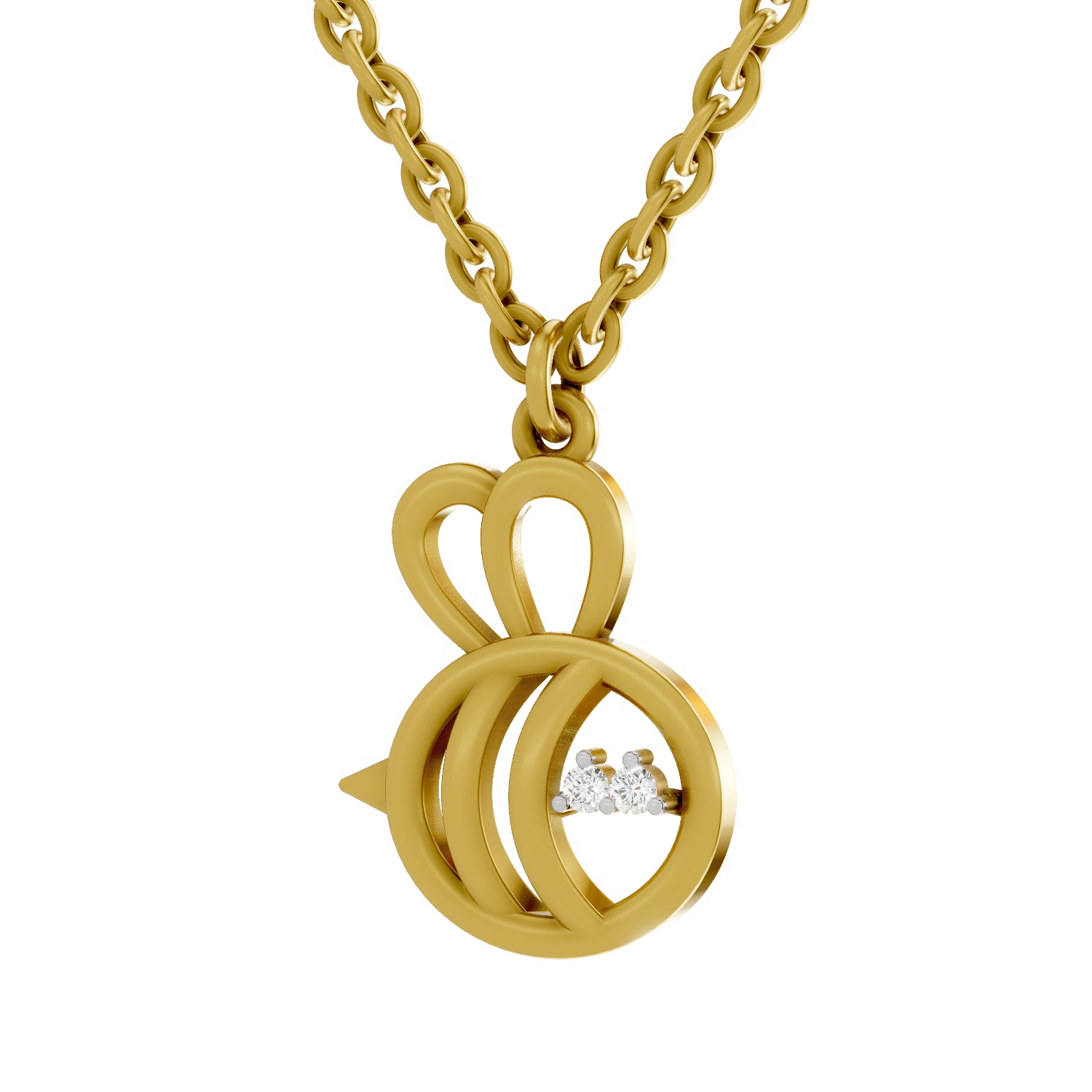 0.02 Carat| 925 Sterling Silver Gold Plated Busy Bee Pendant Necklace