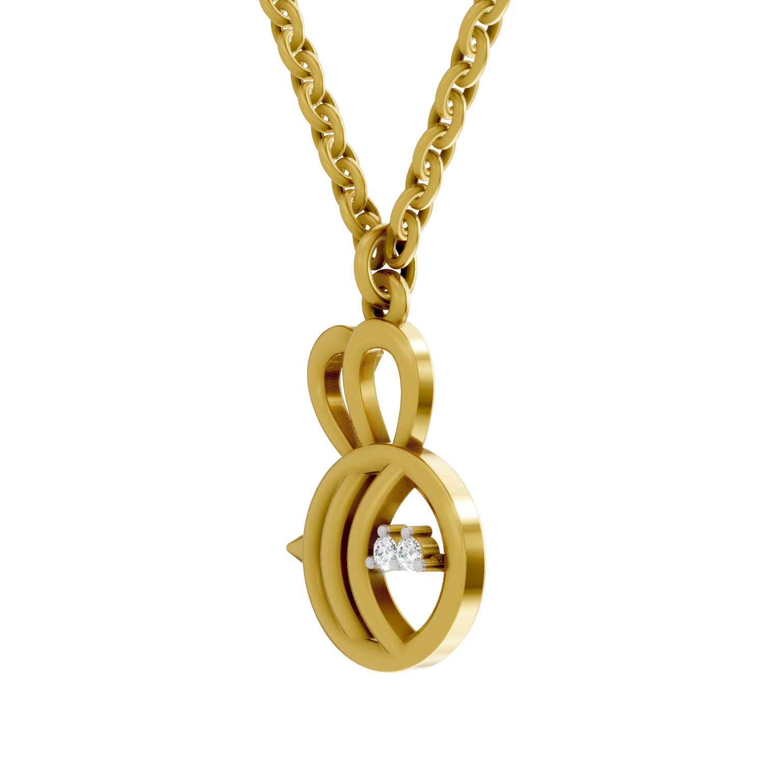 0.02 Carat| 925 Sterling Silver Gold Plated Busy Bee Pendant Necklace