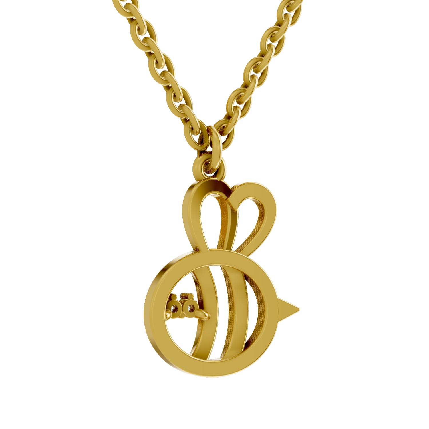 0.02 Carat| 925 Sterling Silver Gold Plated Busy Bee Pendant Necklace