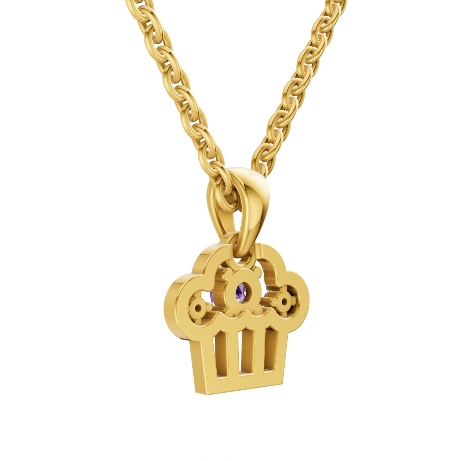 0.02 Carat| 925 Sterling Silver Gold Plated Cupcake Charm Pendant Necklace