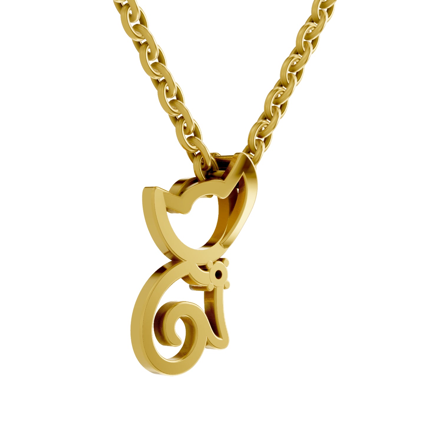 0.02 Carat| 925 Sterling Silver Gold Plated Kitty Cat Pendant Necklace