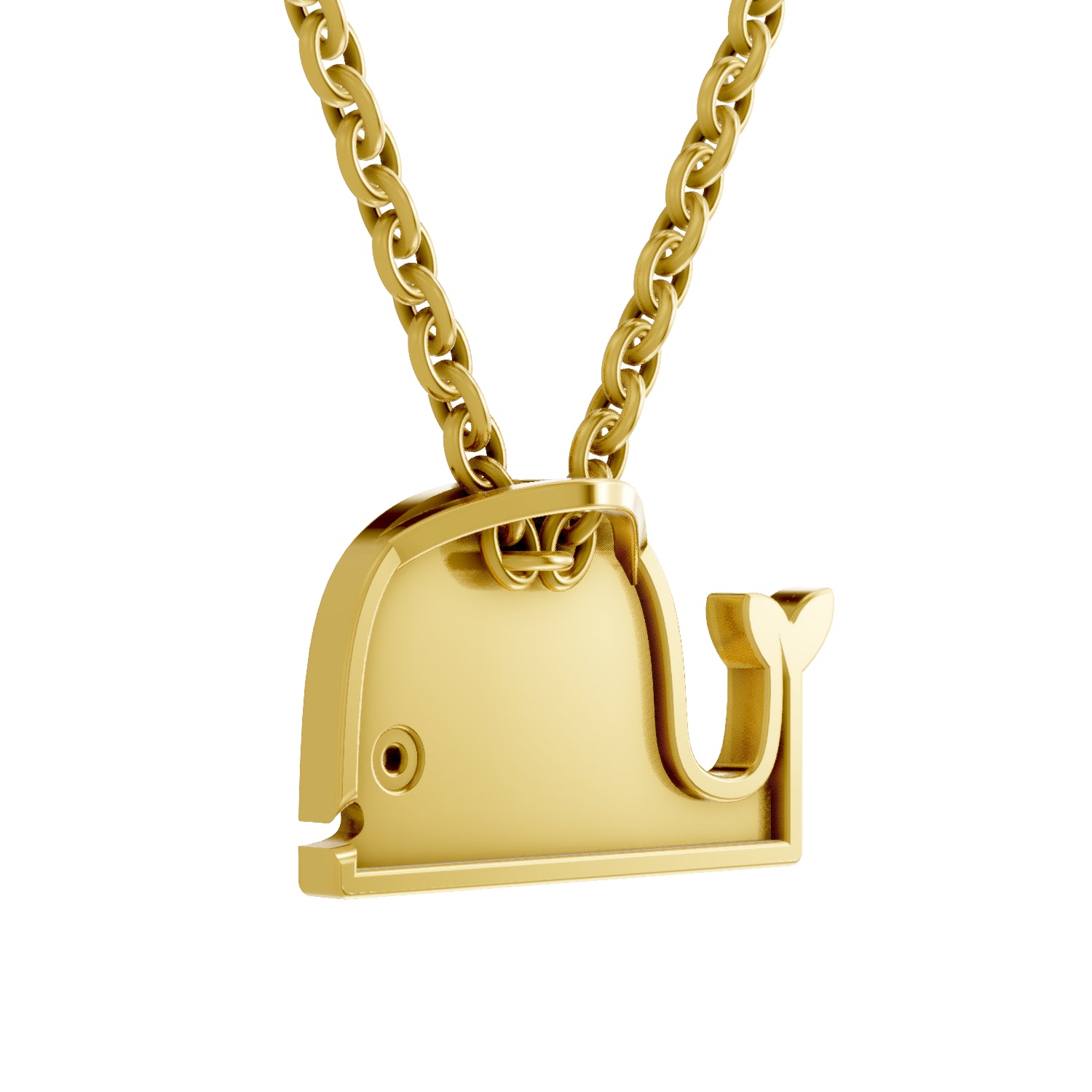 0.02 Carat| 925 Sterling Silver Gold Plated Whale Fish Pendant Necklace