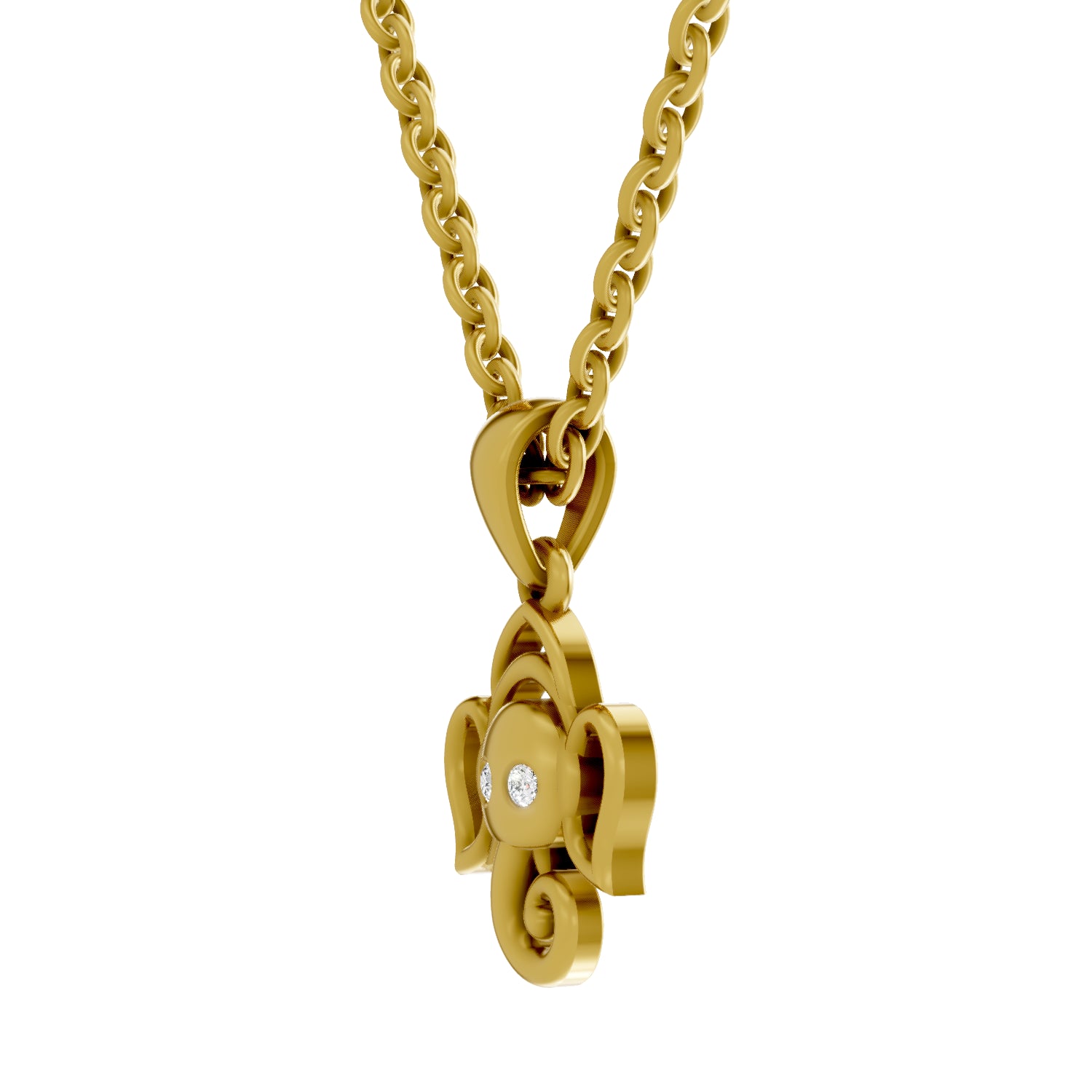 0.02 Carat| 925 Sterling Silver Gold Plated Bal Ganesha Pendant Necklace