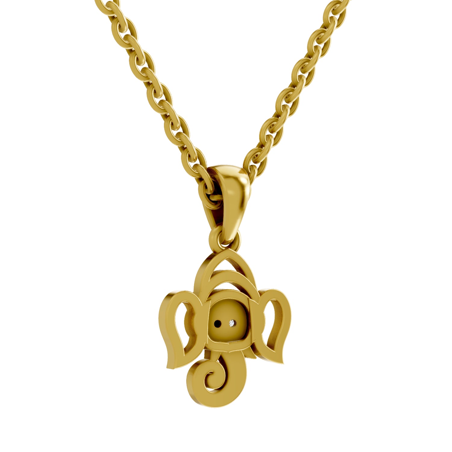 0.02 Carat| 925 Sterling Silver Gold Plated Bal Ganesha Pendant Necklace