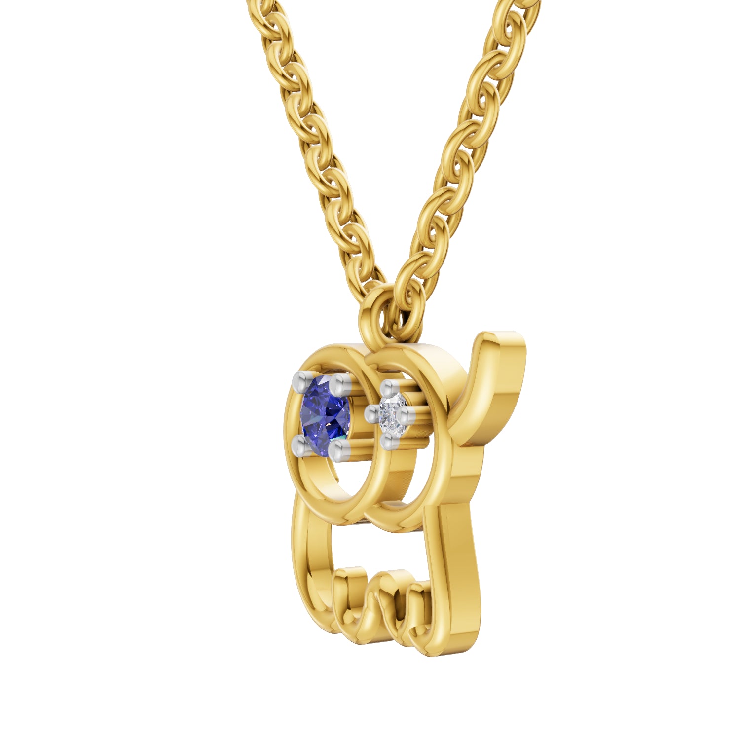 0.02 Carat| 925 Sterling Silver Gold Plated Baby Elephant Pendant Necklace