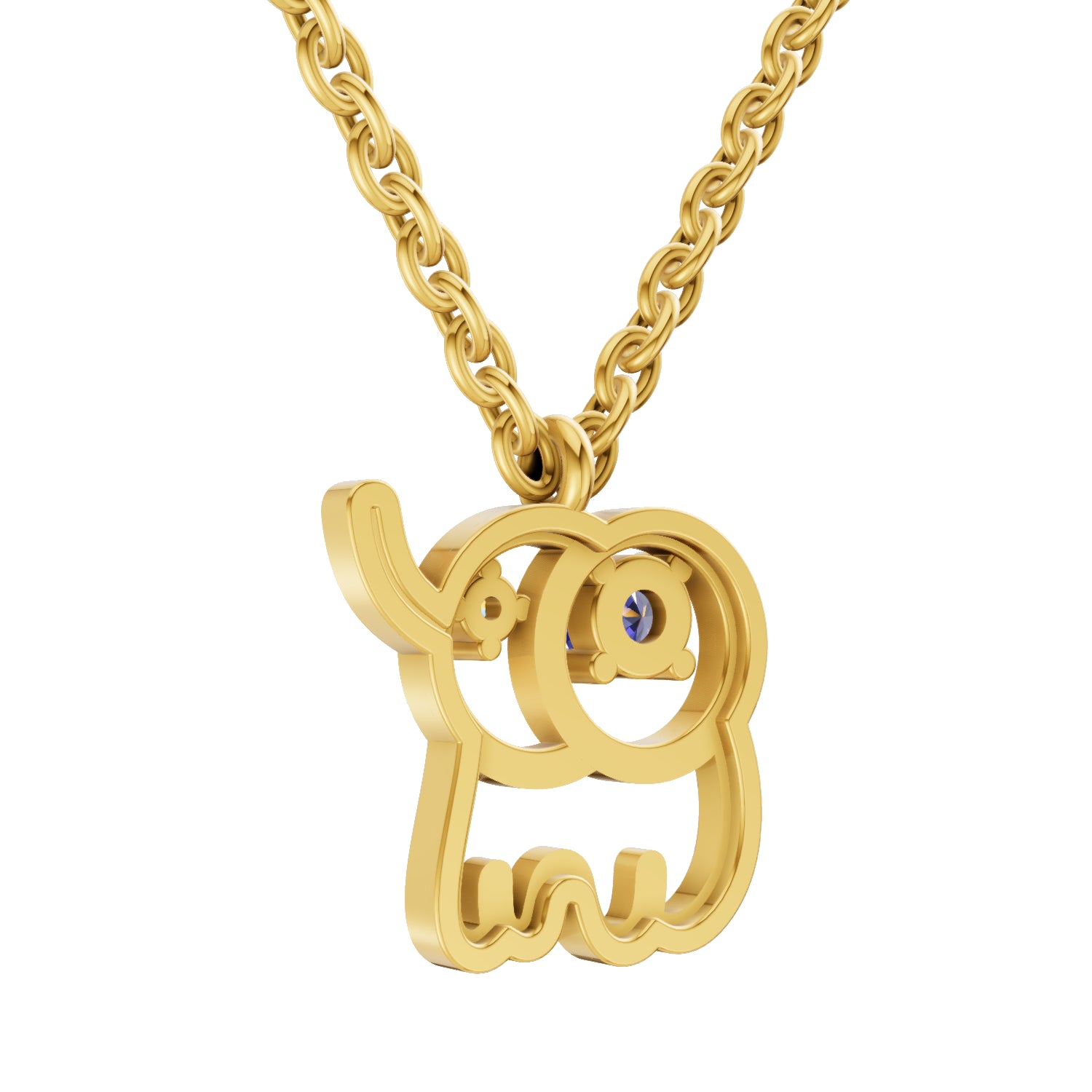 0.02 Carat| 925 Sterling Silver Gold Plated Baby Elephant Pendant Necklace
