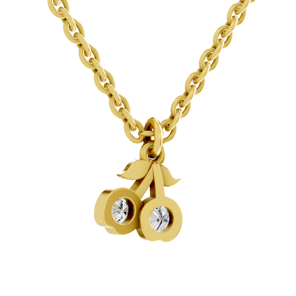 0.17 Carat Sparkling Orchard Cherry Pendant | 14K Yellow Gold