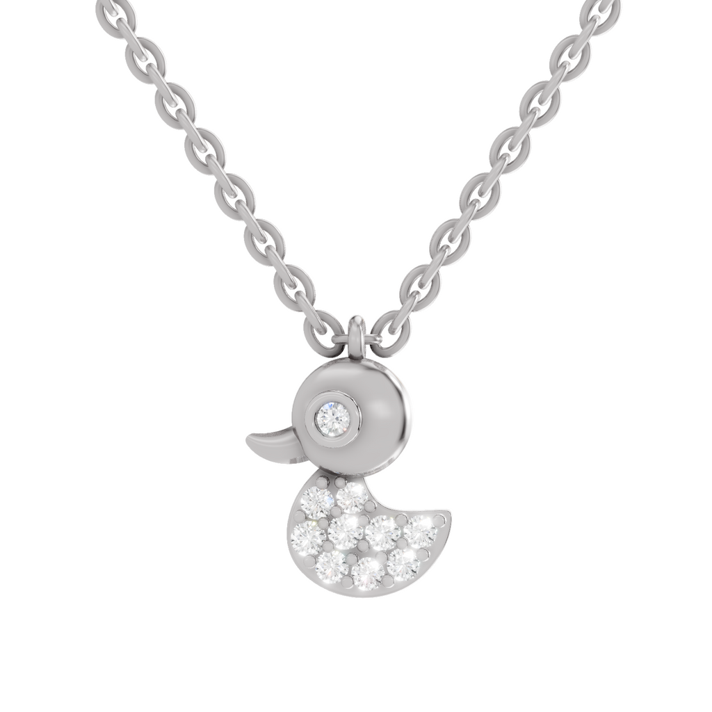 0.18 Carat Pave-Set Rubber Ducky Pendant | 14K White Gold