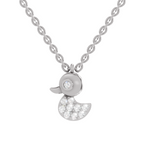 0.18 Carat Pave-Set Rubber Ducky Pendant | 14K White Gold