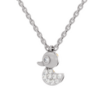 0.18 Carat Pave-Set Rubber Ducky Pendant | 14K White Gold