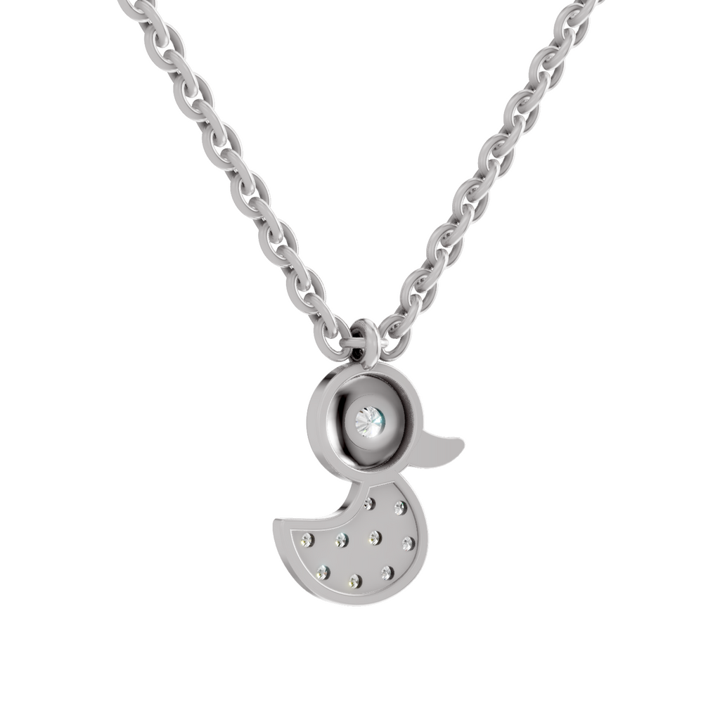 0.18 Carat Pave-Set Rubber Ducky Pendant | 14K White Gold