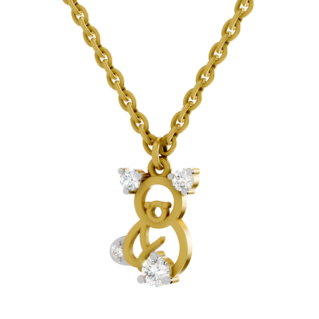 0.18 Carat Little Spark Bear Pendant | 14K Yellow Gold