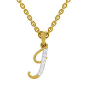 0.07 Carat| 925 Sterling Silver Gold Plated Initial J Pendant Necklace