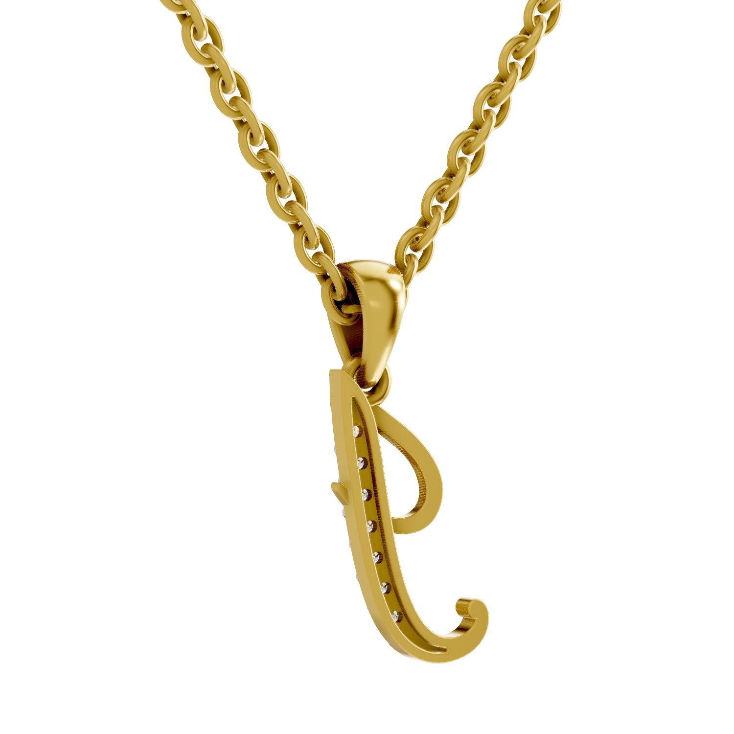 0.07 Carat| 925 Sterling Silver Gold Plated Initial J Pendant Necklace