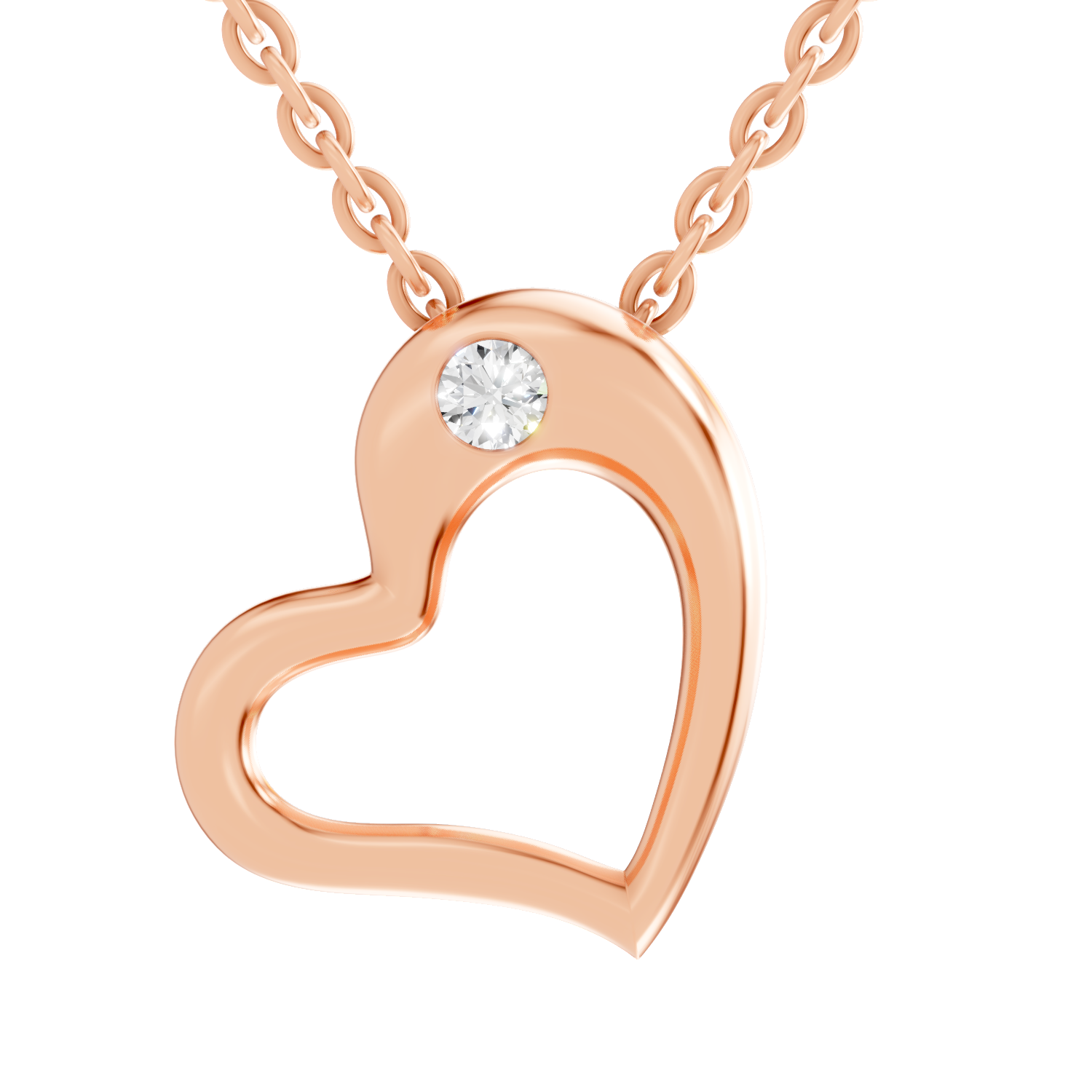 0.11 Carat Heart Floating Solitaire Pendant | 14K Rose Gold