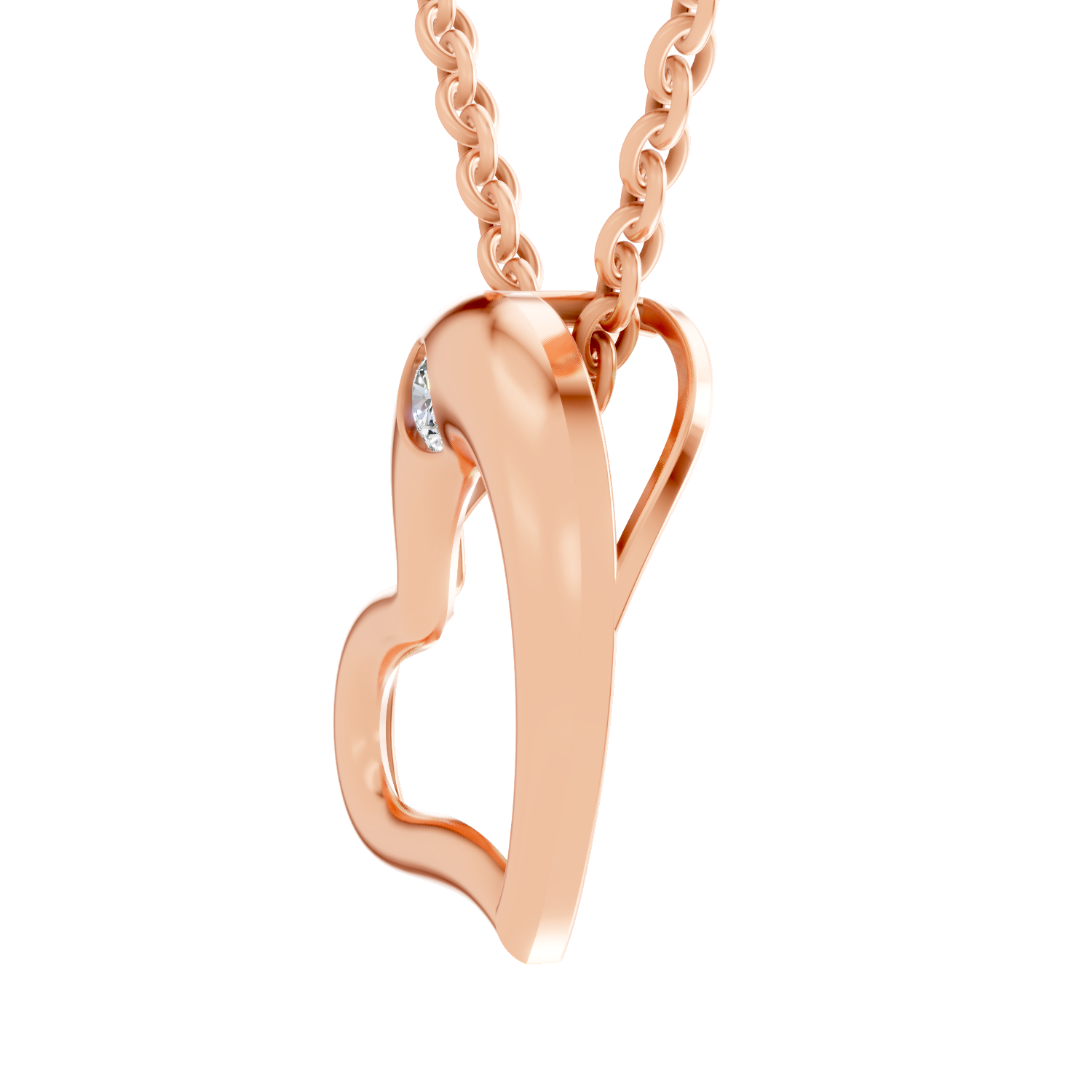 0.11 Carat Heart Floating Solitaire Pendant | 14K Rose Gold