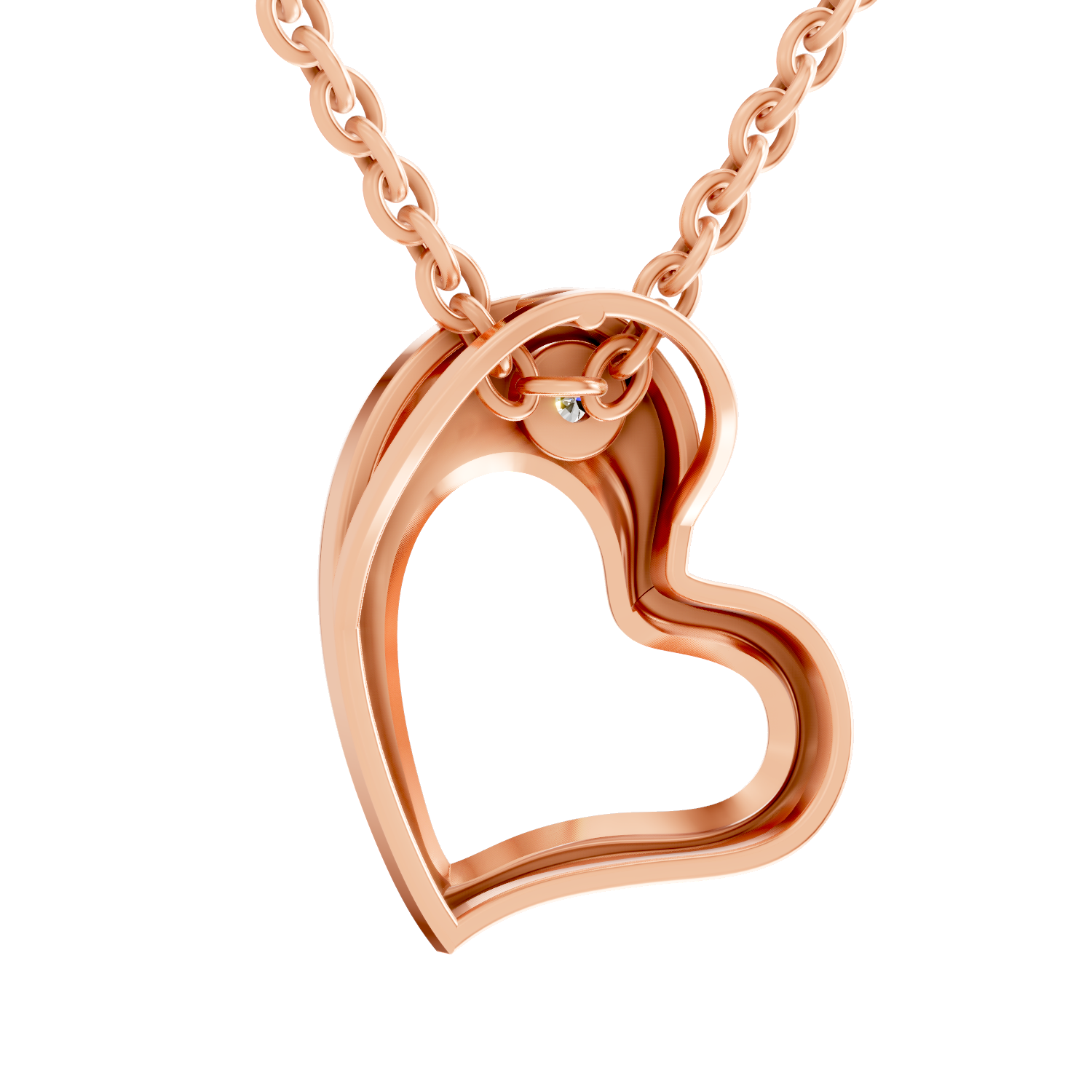 0.11 Carat Heart Floating Solitaire Pendant | 14K Rose Gold