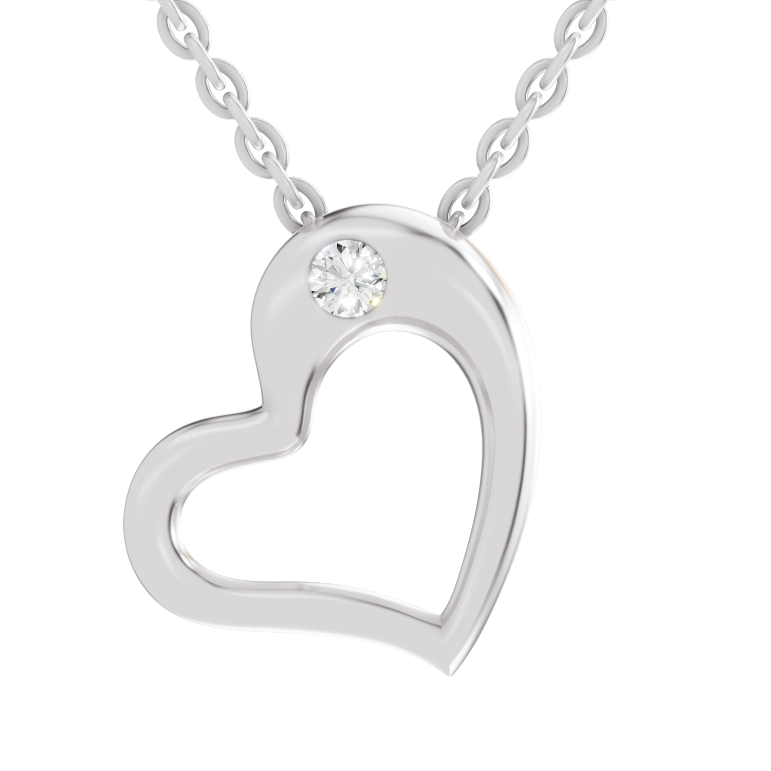 0.11 Carat Heart Floating Solitaire Pendant | 14K White Gold