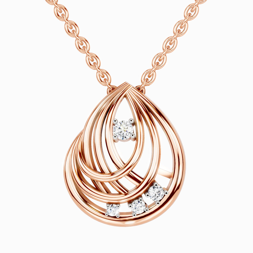 0.06 Carat Round Swirl Pendant | 14K Rose Gold