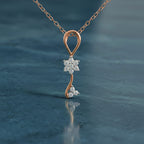 0.1 Ct Floral Diamond Pendant Necklace in 14Kt