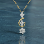 0.15 Ct Floral Diamond Pendant Necklace in 14Kt