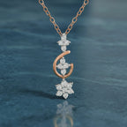 0.15 Ct Floral Diamond Pendant Necklace in 14Kt