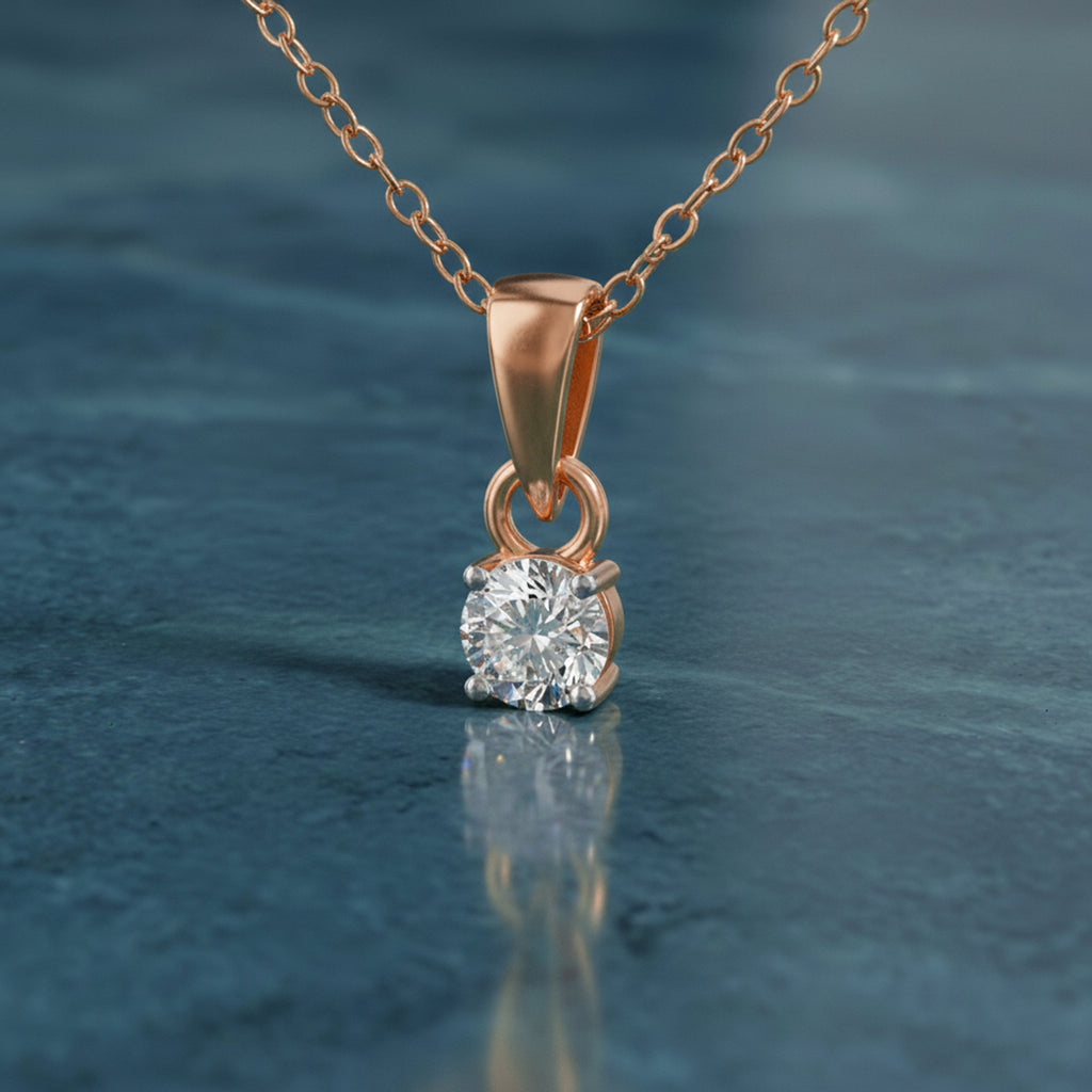 0.1 Ct Classic Solitaire Diamond Pendant Necklace in 14Kt