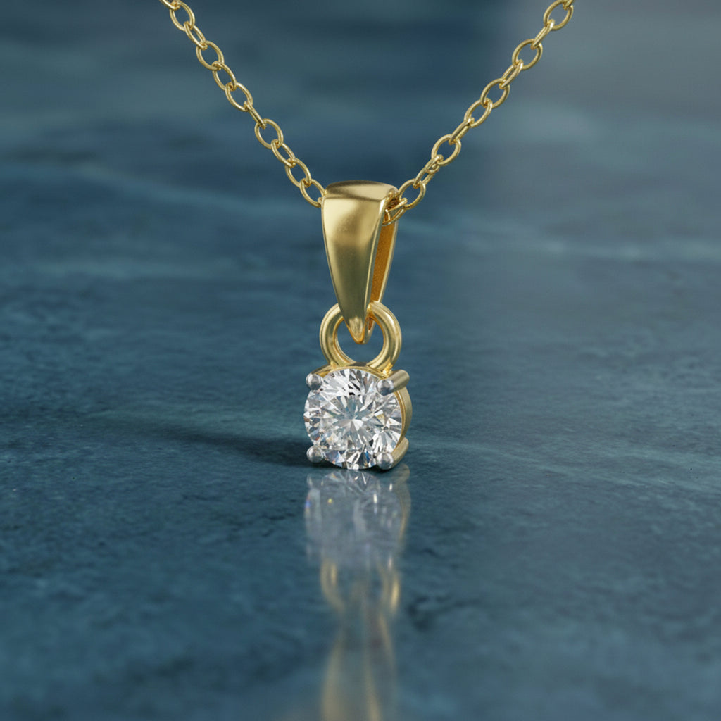 0.1 Ct Classic Solitaire Diamond Pendant Necklace in 14Kt
