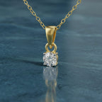 0.1 Ct Classic Solitaire Diamond Pendant Necklace in 14Kt